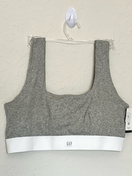 GAP Other - GapBody Cotton Rib Bralette Gray White Logo Band NEW Size Large Clean Girl